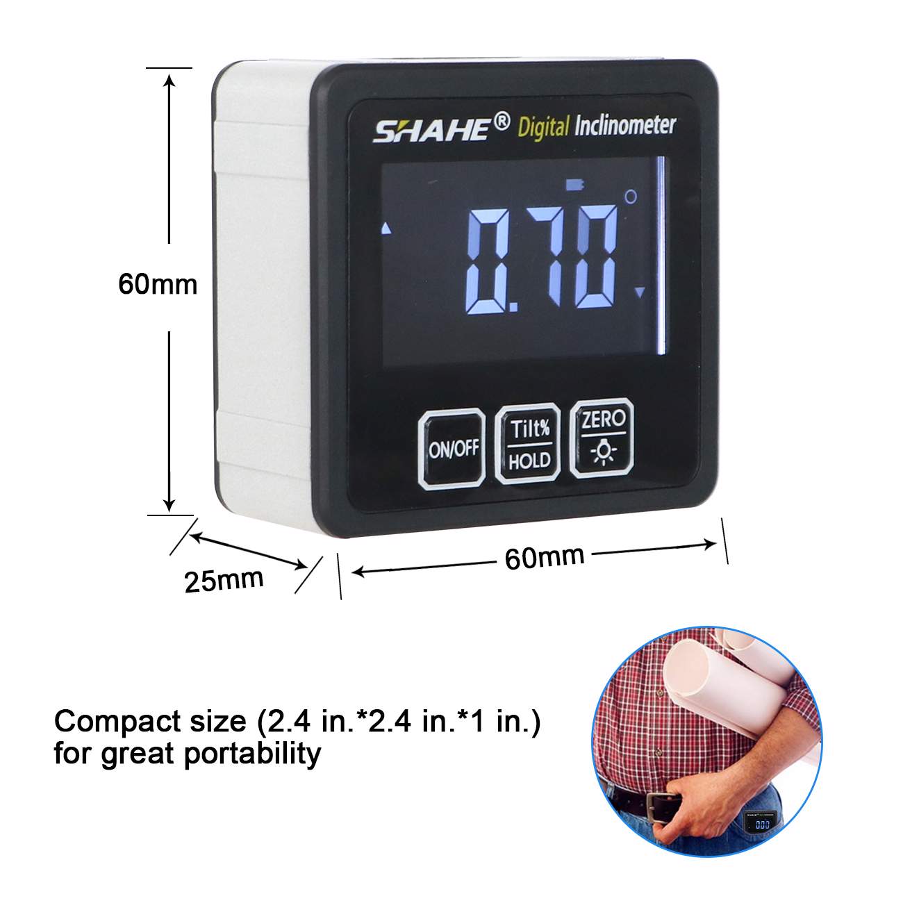 5515-90BW Aluminum alloy Digital inclinometer with white word