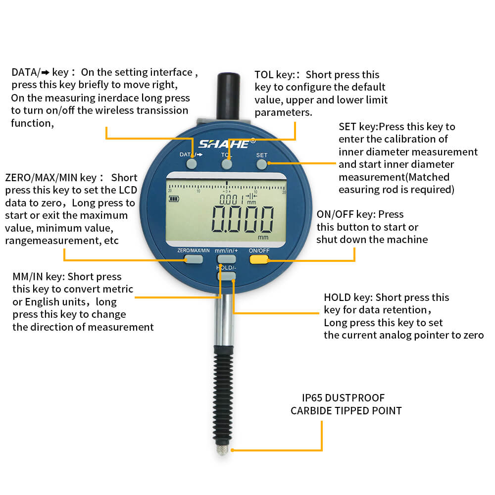 GSL-F5301-7 0.001mm Wireless Digital indicator with 7 buttons