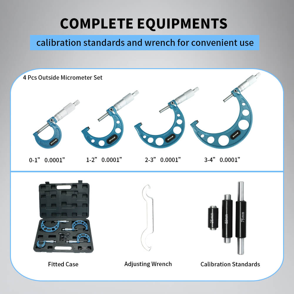 4pcs Outside Micrometer Set Wenzhou Sanhe Measuring Instrument Co.,LTD