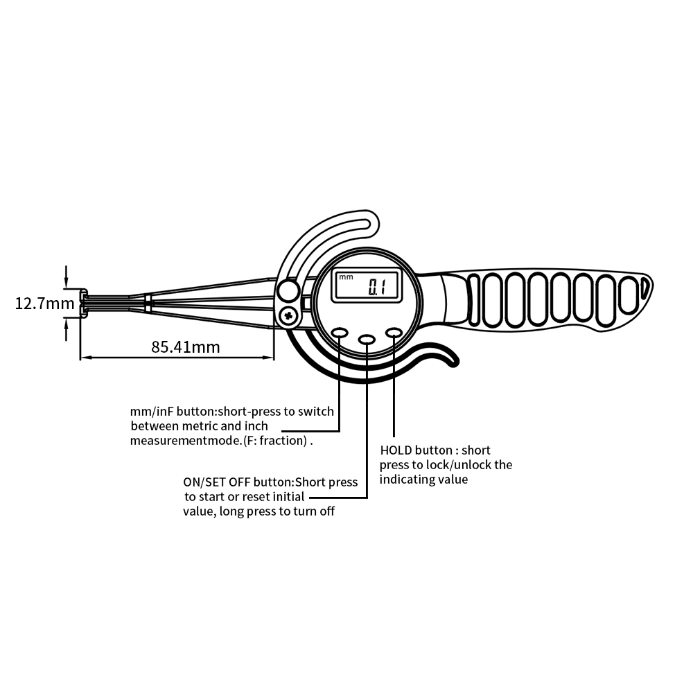 Digital Inside Caliper Thickness Gauge + Handle Wenzhou Sanhe
